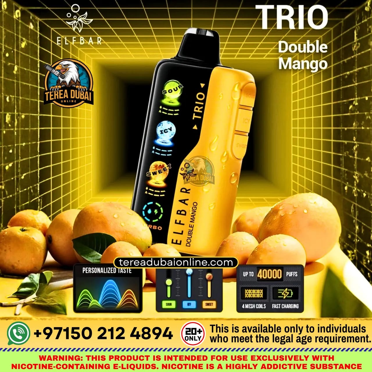 Elf Bar TRIO 40000 Puffs Disposable Vape 50mg Triple Flavor Mode in Dubai UAE