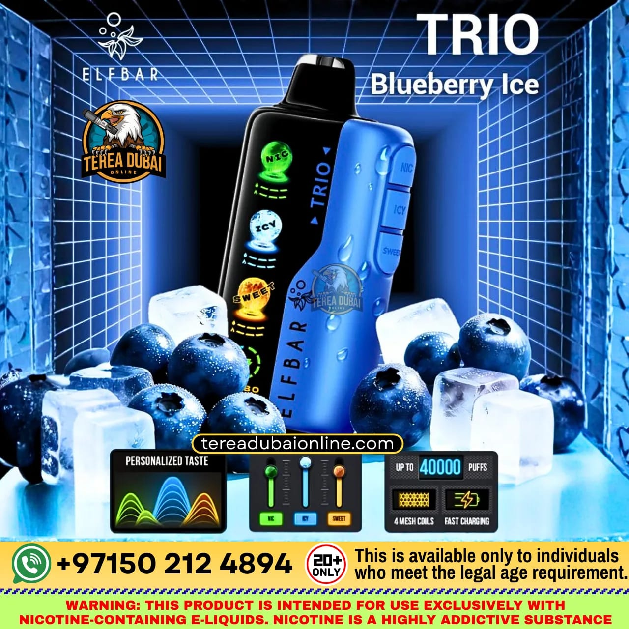 Elf Bar TRIO 40000 Puffs Disposable Vape 50mg Triple Flavor Mode in Dubai UAE