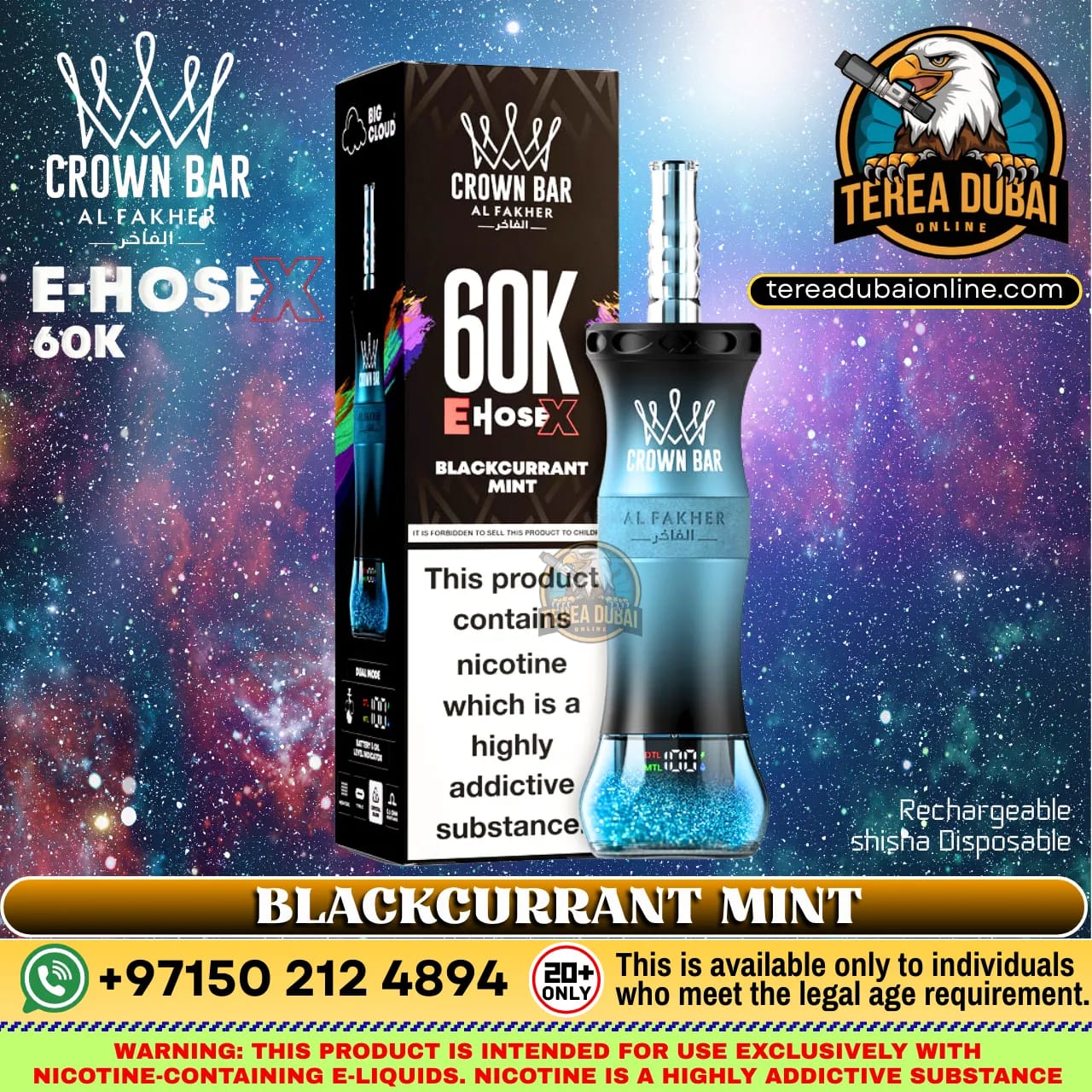 Crown Bar Al Fakher E Hose X 60000 Puffs Disposable Vape in Dubai