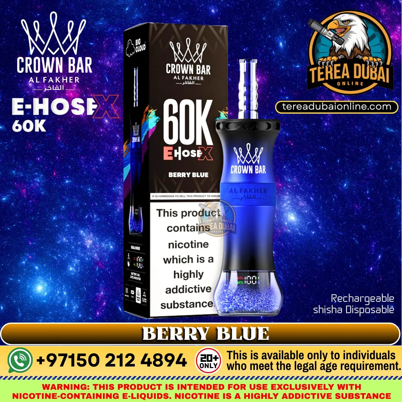 Crown Bar Al Fakher E Hose X 60000 Puffs Disposable Vape in Dubai