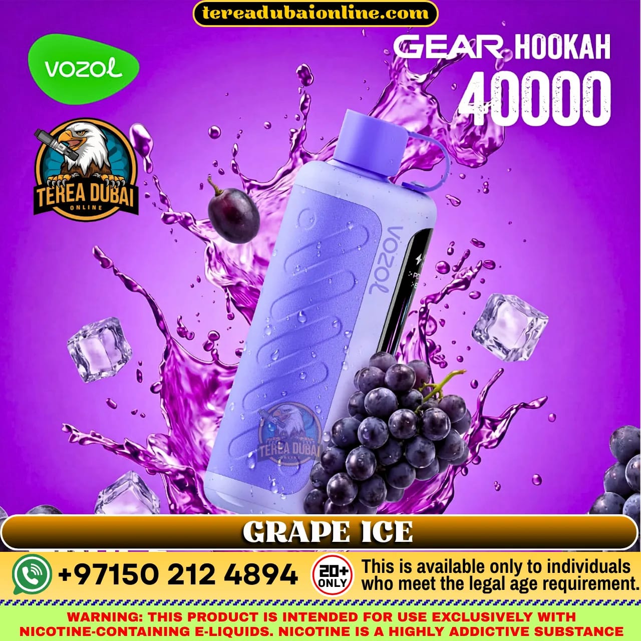 VOZOL Gear Hookah 40000 Puffs 5mg Disposable Vape in Dubai