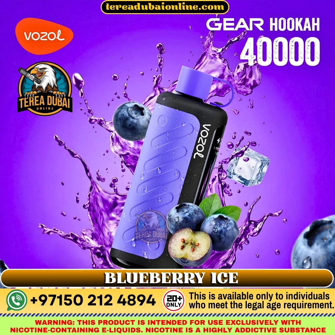 VOZOL Gear Hookah 40000 Puffs 5mg Disposable Vape in Dubai