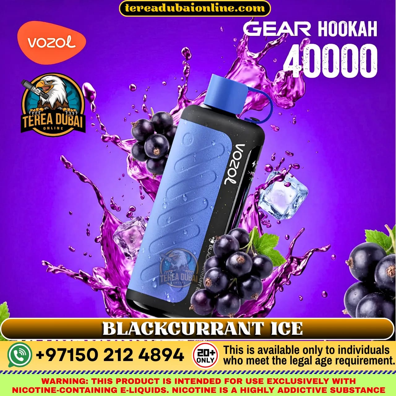VOZOL Gear Hookah 40000 Puffs 5mg Disposable Vape in Dubai
