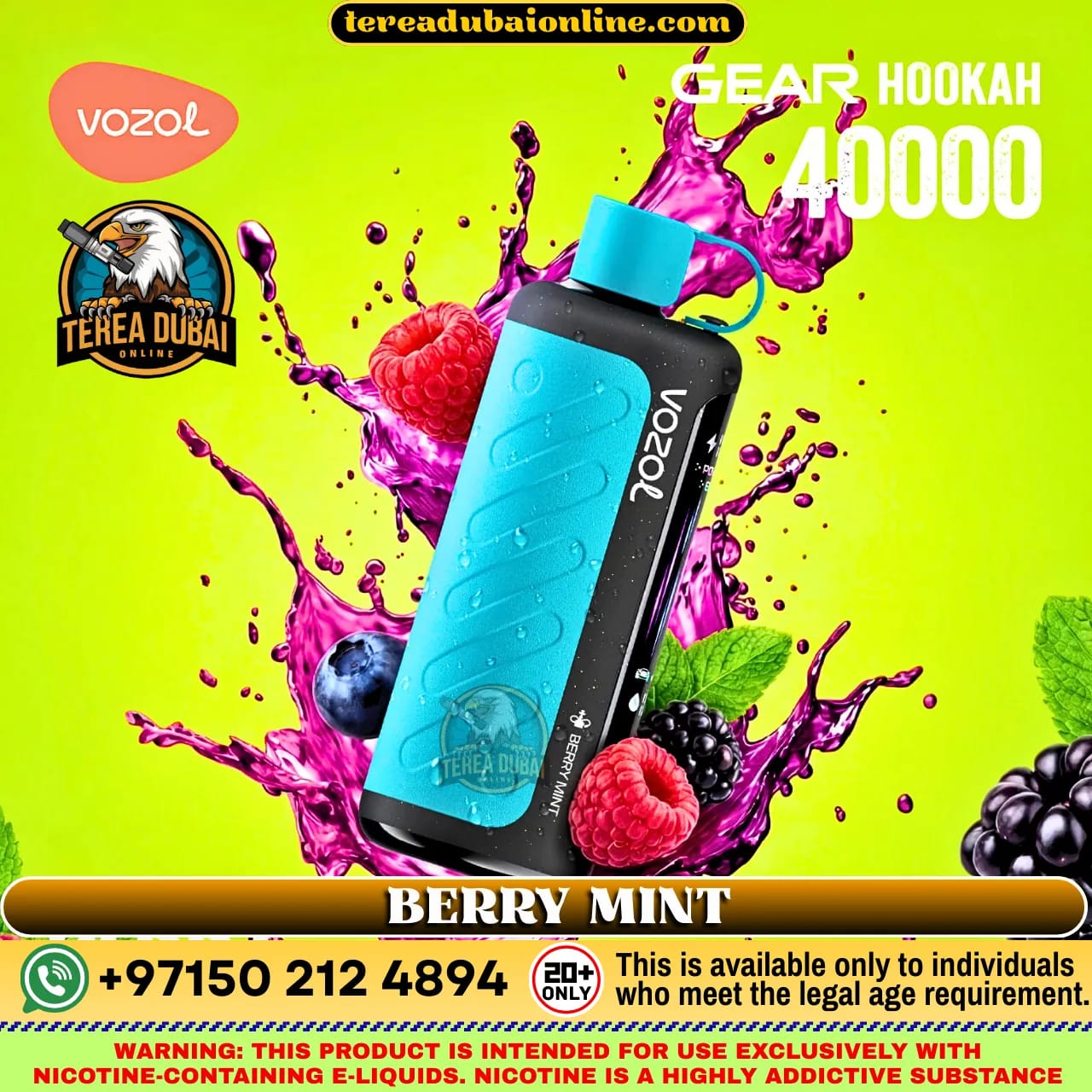 VOZOL Gear Hookah 40000 Puffs 5mg Disposable Vape in Dubai