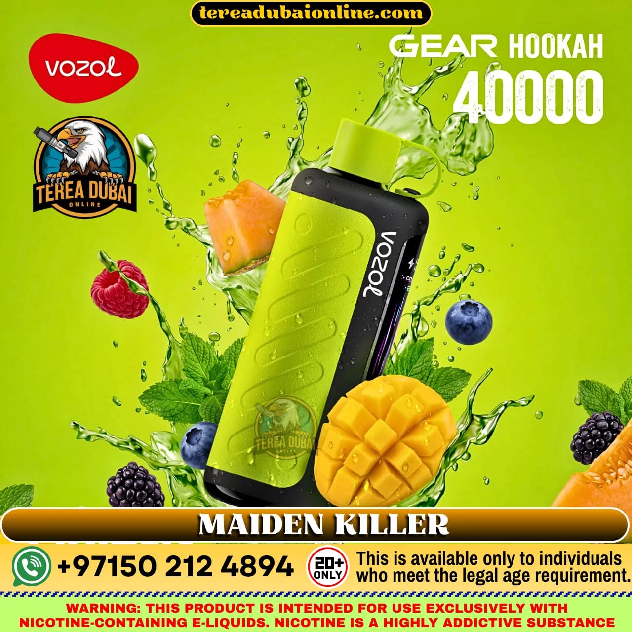 VOZOL Gear Hookah 40000 Puffs 5mg Disposable Vape in Dubai